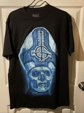 Ghost Black Graphic Band Tee with Blue Skull Bishop Print